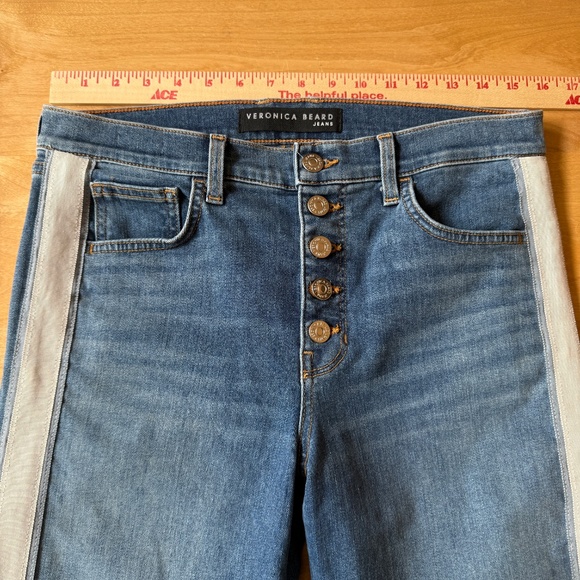 VERONICA BEARD DEBBIE SKINNY HI RISE JEANS TUXEDO BEACON CROPPED BUTTON FLY 29/8 - Picture 7 of 10